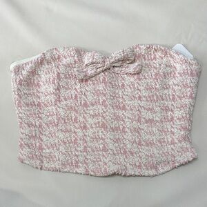 Altar'd State Pink and Cream Tweed Top